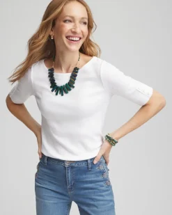 Pima Cotton Bateau-Neck Tee
