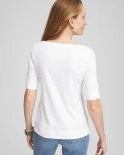Pima Cotton Bateau-Neck Tee