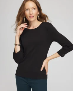 Pima Cotton Crewneck Button Tee