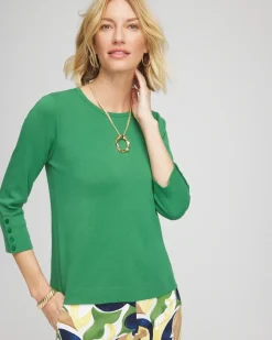 Pima Cotton Crewneck Button Tee