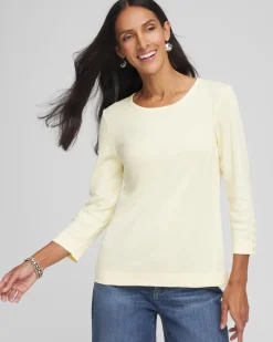 Pima Cotton Crewneck Button Tee