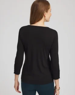 Pima Cotton Crewneck Button Tee