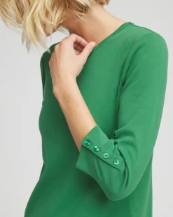 Pima Cotton Crewneck Button Tee