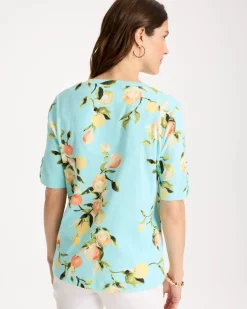 Pima Printed Elbow-Sleeve Tee