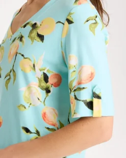 Pima Printed Elbow-Sleeve Tee