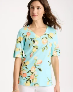 Pima Printed Elbow-Sleeve Tee