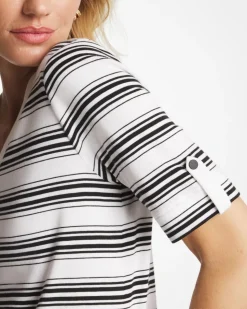 Pima V-Neck Tab Sleeve Tee