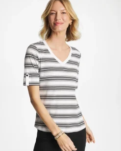 Pima V-Neck Tab Sleeve Tee
