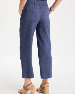 Pinstripe Soft-Stretch Linen Crop Pant