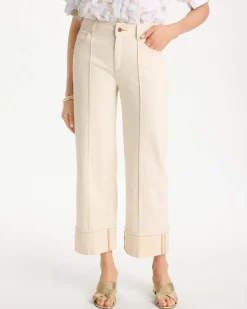 Pintuck Cuffed Cropped Jeans