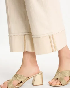 Pintuck Cuffed Cropped Jeans