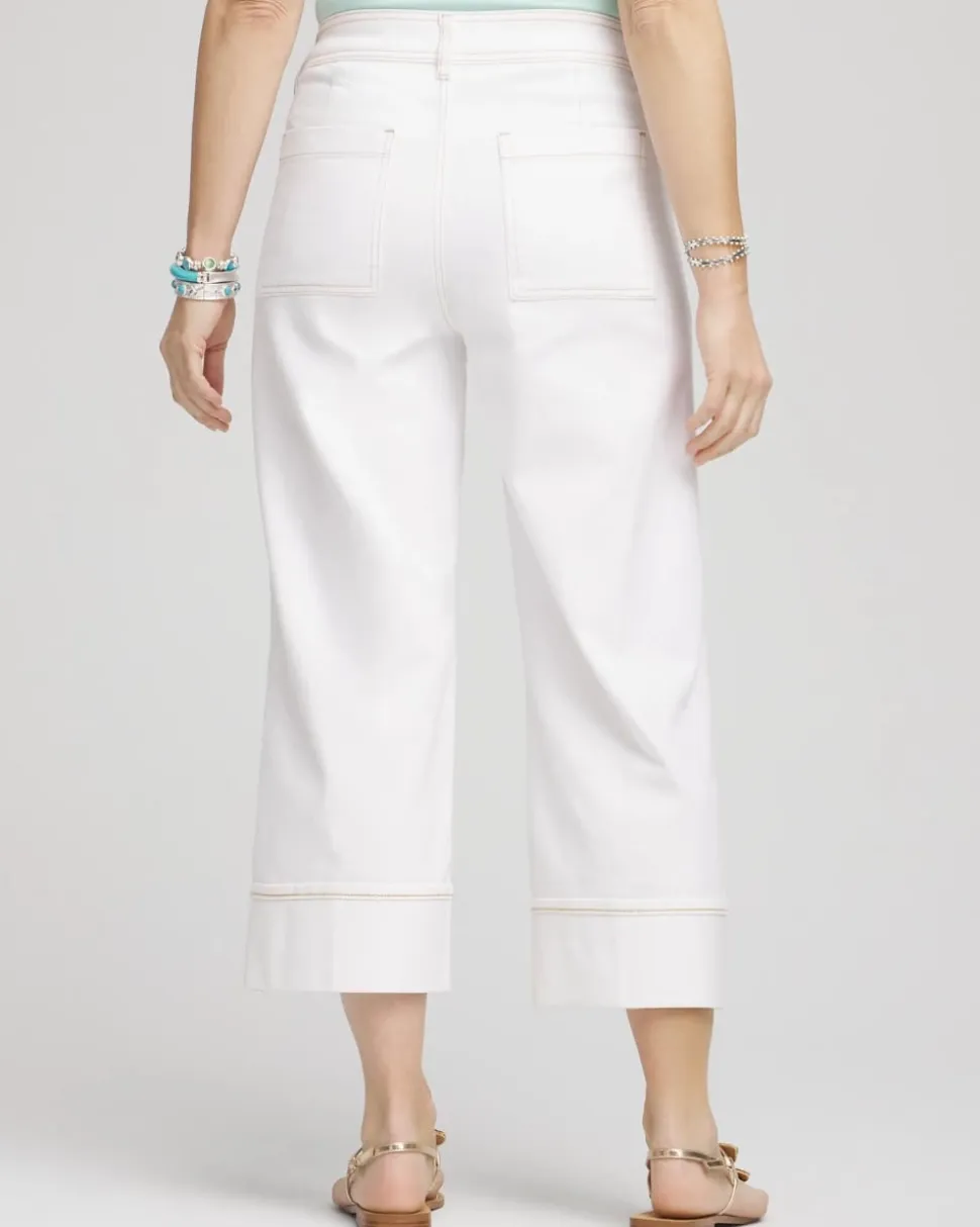 Pintuck High-Cuff Cropped Jeans