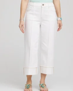 Pintuck High-Cuff Cropped Jeans