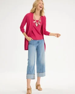 Pintuck High-Cuff Cropped Jeans