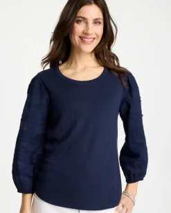 Pintuck Puff Sleeve Tee