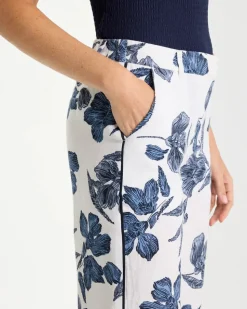 Piped Linen Fly Front Pants