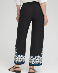 Placed Floral Print Soft Cropped Pants