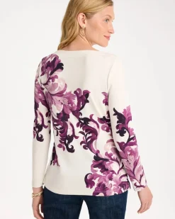 Placed Print Pima Cotton Boatneck Tee