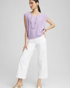 Pleated Bubble-Hem Tee