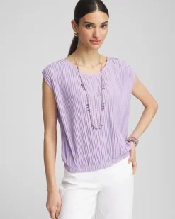 Pleated Bubble-Hem Tee