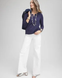 Pleated Placket Henley Tee