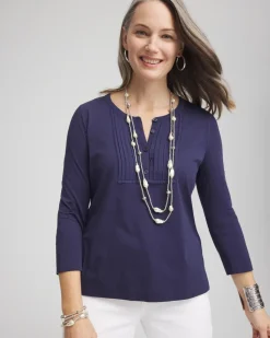 Pleated Placket Henley Tee
