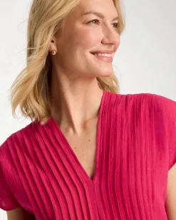 Pleated Popover Midi Dress