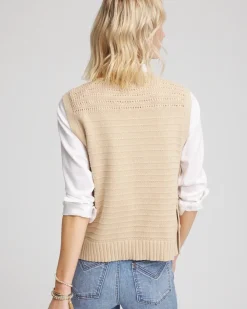 Pointelle Button Sweater Vest
