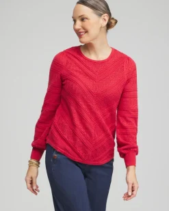 Pointelle Cashmere Blend Pullover