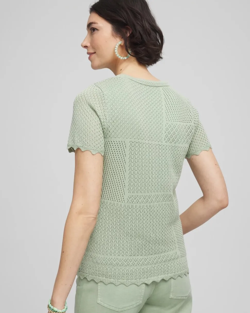 Pointelle Crewneck Sweater Tee