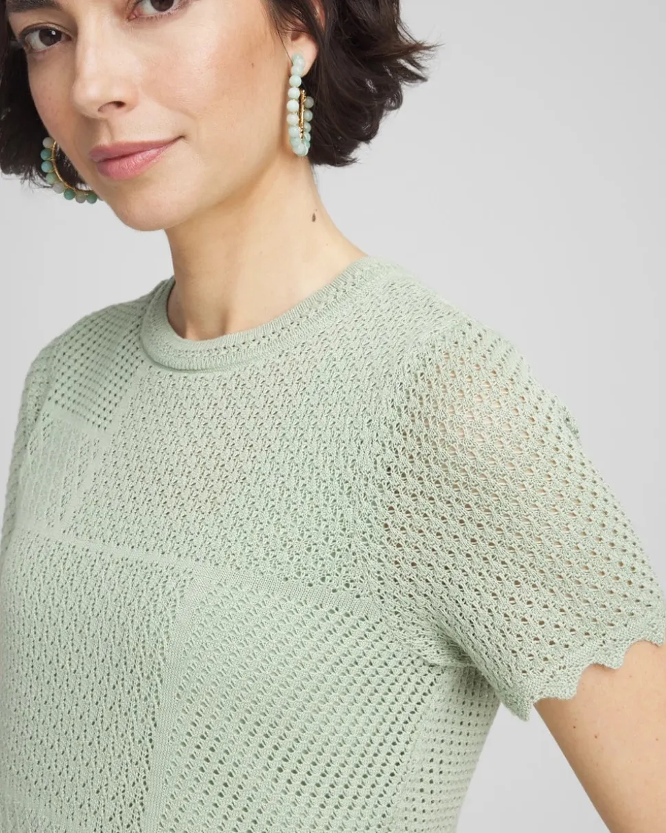 Pointelle Crewneck Sweater Tee