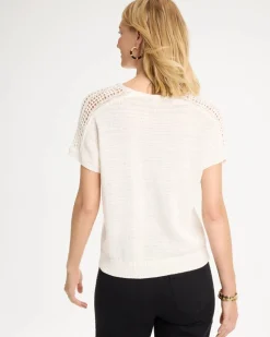 Pointelle Stitch Pullover Sweater