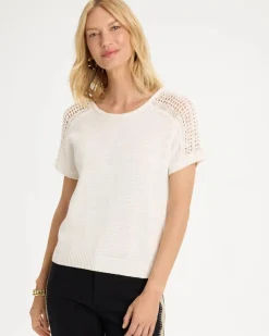 Pointelle Stitch Pullover Sweater