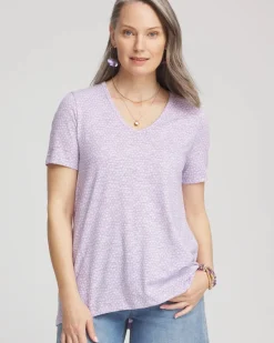 Polka-Dot Short Sleeve Forward Seam Tee