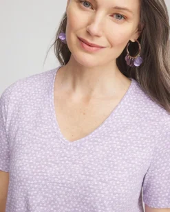 Polka-Dot Short Sleeve Forward Seam Tee