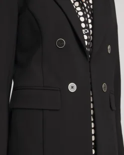 Ponte Double-Breasted Knit Blazer