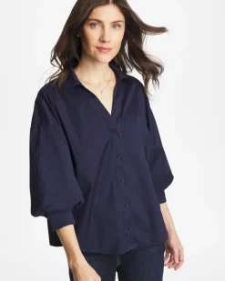 Poplin Billow Sleeve Blouse