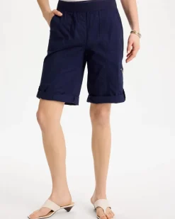 Poplin Cotton Roll-Tab Shorts