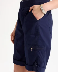 Poplin Cotton Roll-Tab Shorts
