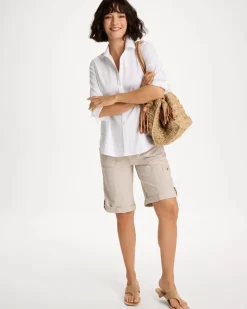Poplin Cotton Roll-Tab Shorts