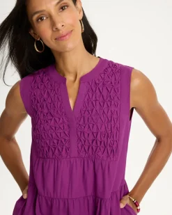 Poplin Cotton Smocked Sleeveless Dress