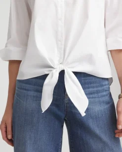 Poplin Cotton Tie-Front Top