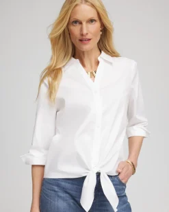 Poplin Cotton Tie-Front Top