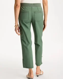 Poplin Cropped Roll Tab Pants