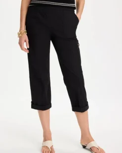 Poplin Cropped Roll Tab Pants