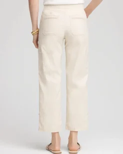 Poplin Cropped Roll Tab Pants