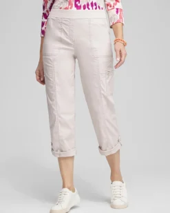 Poplin Cropped Roll Tab Pants