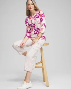 Poplin Cropped Roll Tab Pants