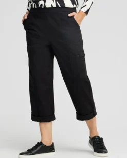 Poplin Cropped Roll Tab Pants