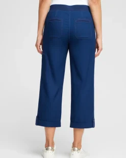 Poplin Cropped Roll Tab Pants